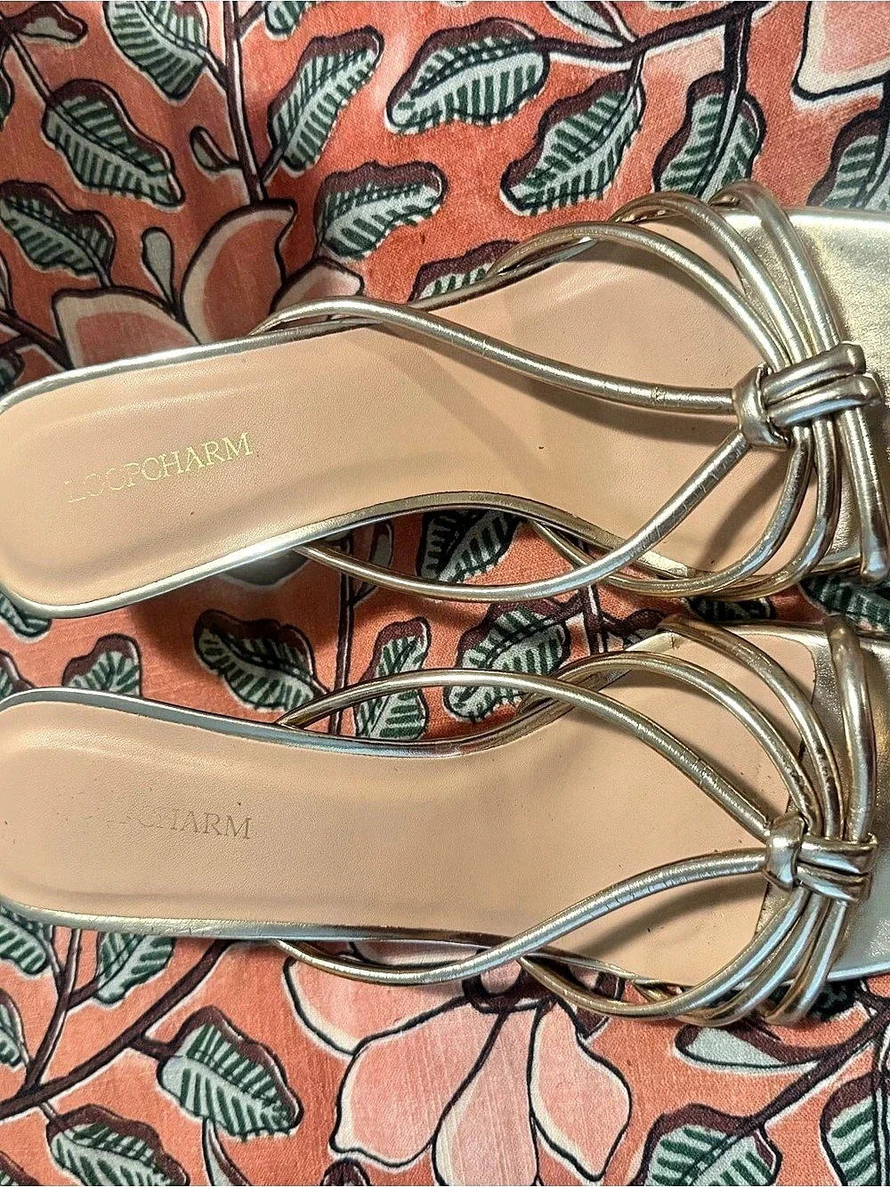 LOOPCHARM Gold Strappy High Heel Sandals